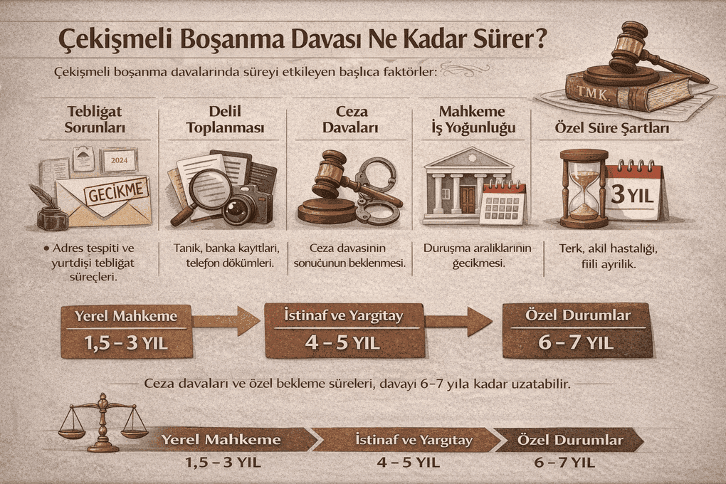 Çekişmeli Boşanma Davası Ne Kadar Sürer? Süreyi Uzatan Faktörler ve Yargıtay Uygulamaları